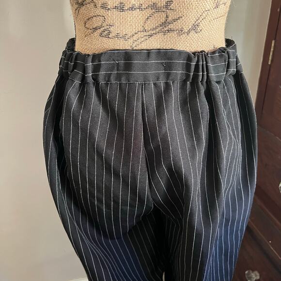 90s Y2K Vintage Roamans Black White Pinstripe Wide Leg Pants 10WP Soft Power - Picture 7 of 17